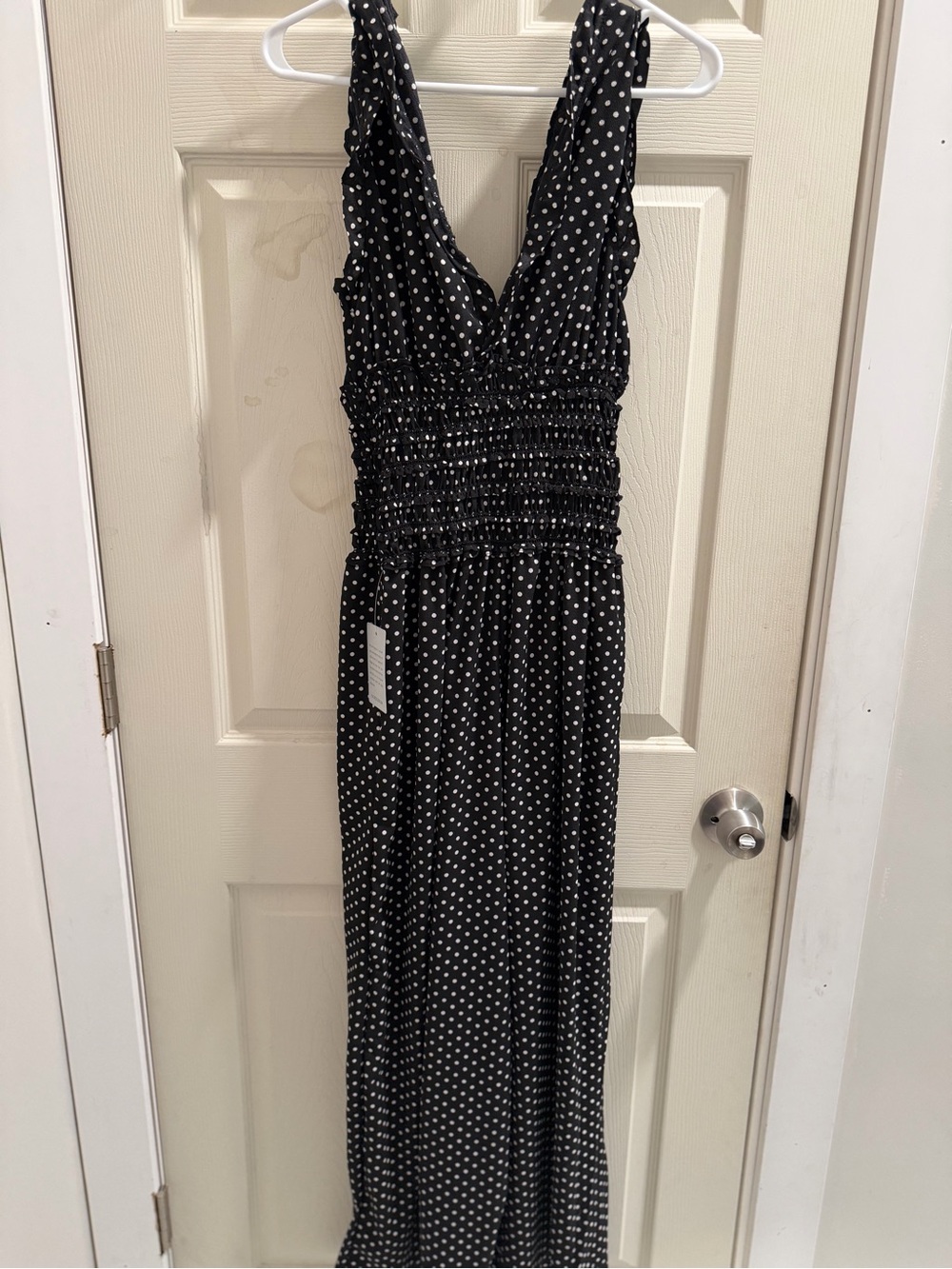 Max Studio Black and White Polka Dot Maxi Dress